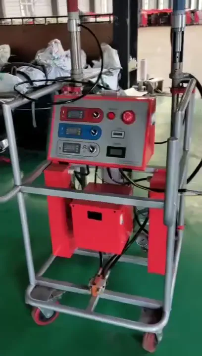 PU spray machine in action